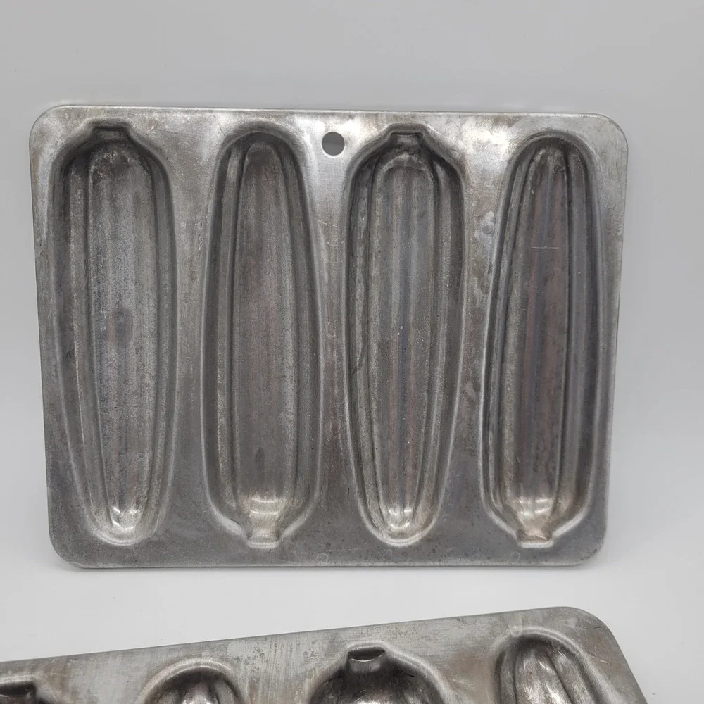 Vintage Aluminum Cornbread Stick Pan Set of 2 Corn Cob Shape Muffin Mold Trays